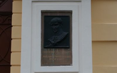 Debrecen, Kálvin tér 16., dombormű a Református Kollégium falán (Nagy Sándor János, 1933, bronz)