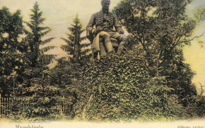 Nagykároly, Károlyi család kastélyának parkja (Kallós Ede, 1897, stilizált sziklatalapzaton bronz szobor, elpusztult)