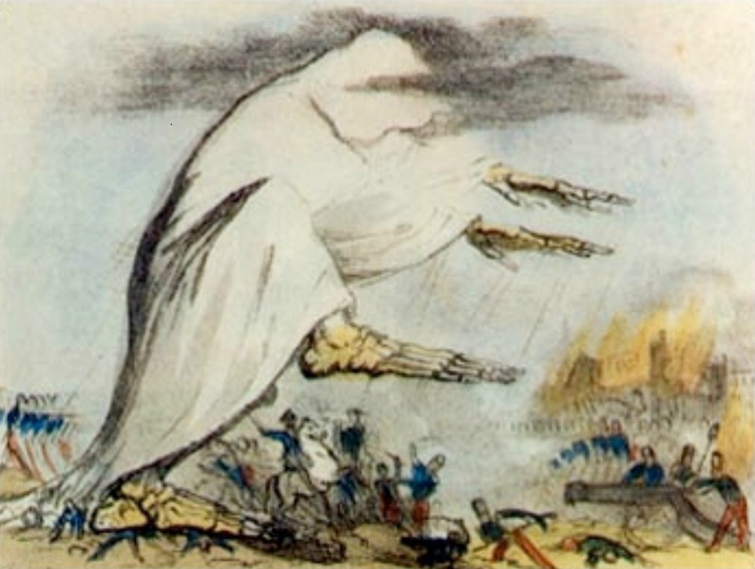 A kolera allegorikus ábrázolása a XIX. századból